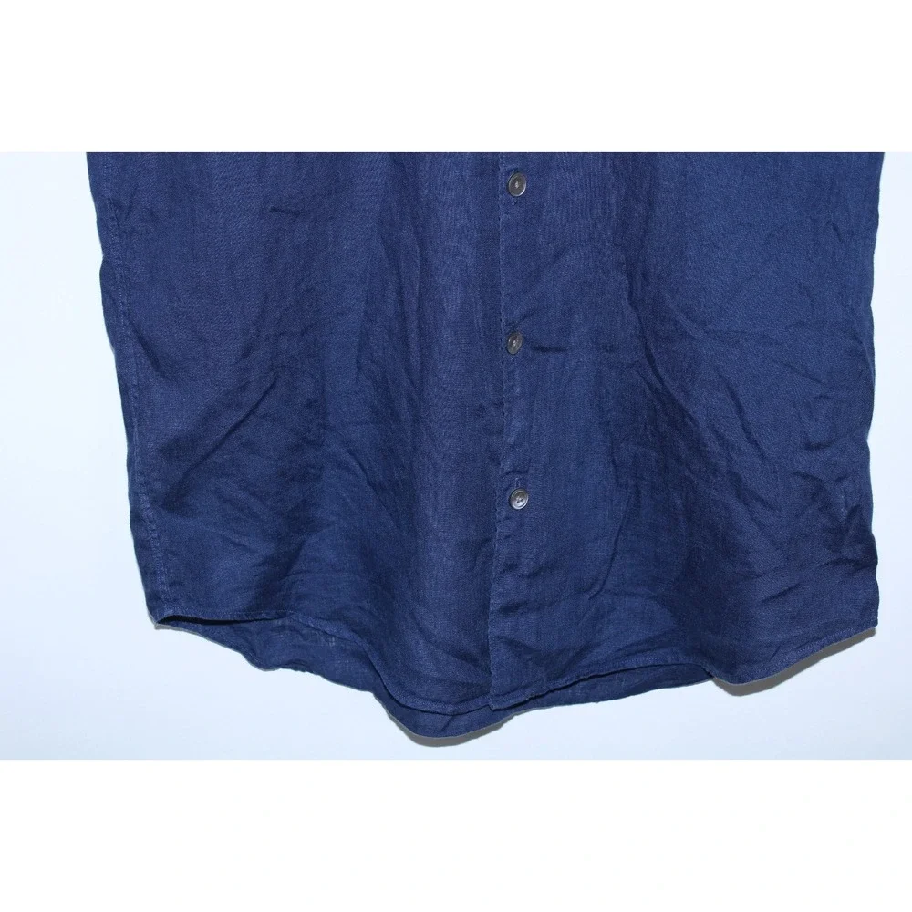 Theory Men's Small Blue Short Sleeve Linen Rilos Instrumental Light Shirt